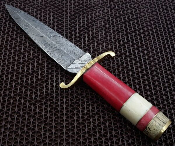 Custom Hand Made Damascus Steel Beautiful Dagger Knife with Wood Bone Handle DK 11 5