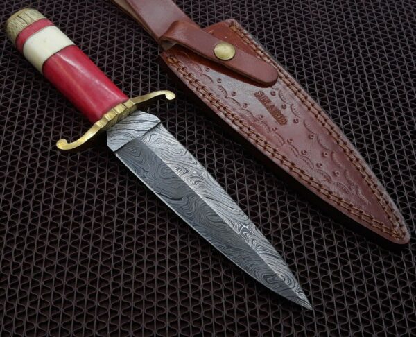 Custom Hand Made Damascus Steel Beautiful Dagger Knife with Wood Bone Handle DK 11 9