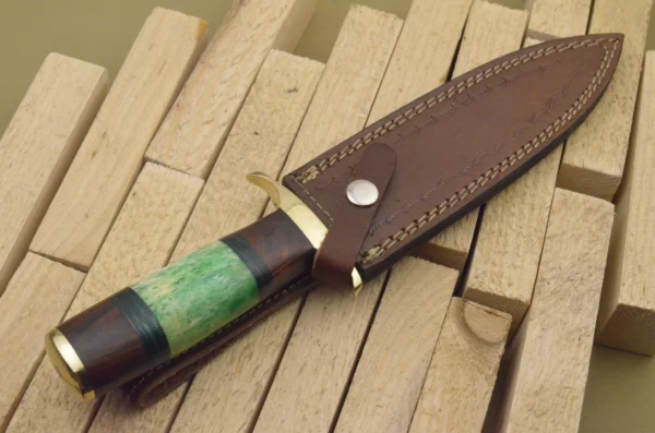 Custom Hand Made Damascus Steel Beautiful Dagger Knife with Wood Colored Bone Handle DK 1 5