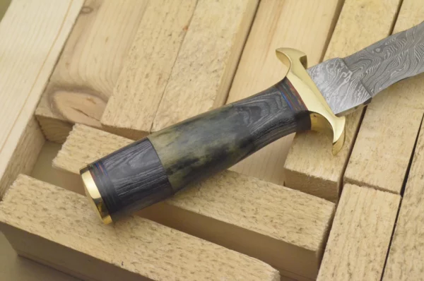 Custom Hand Made Damascus Steel Beautiful Dagger Knife with Wood Colored Bone Handle DK 4 4
