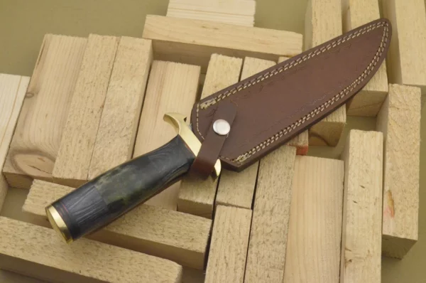 Custom Hand Made Damascus Steel Beautiful Dagger Knife with Wood Colored Bone Handle DK 4 5