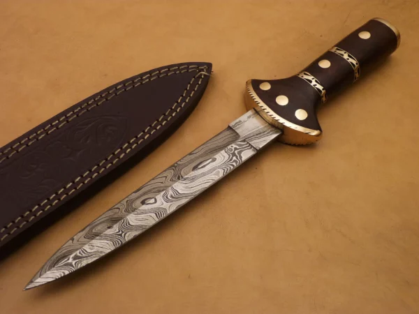 Custom Hand Made Damascus Steel Beautiful Dagger Knife with Wood Handle DK 2 1