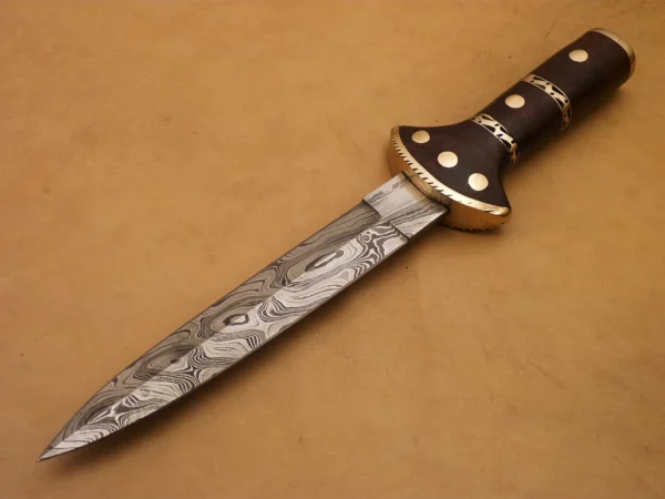 Custom Hand Made Damascus Steel Beautiful Dagger Knife with Wood Handle DK 2 2