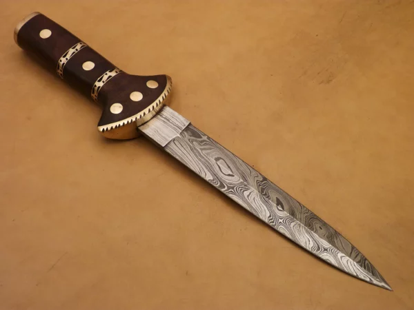 Custom Hand Made Damascus Steel Beautiful Dagger Knife with Wood Handle DK 2 3