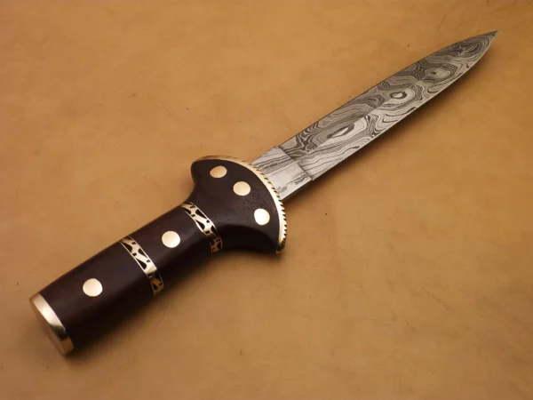 Custom Hand Made Damascus Steel Beautiful Dagger Knife with Wood Handle DK 2 4