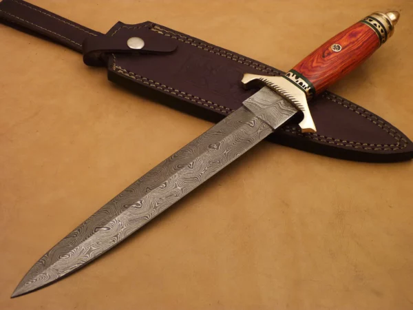 Custom Hand Made Damascus Steel Beautiful Dagger Knife with Wood Handle DK 3 1