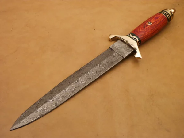 Custom Hand Made Damascus Steel Beautiful Dagger Knife with Wood Handle DK 3 2