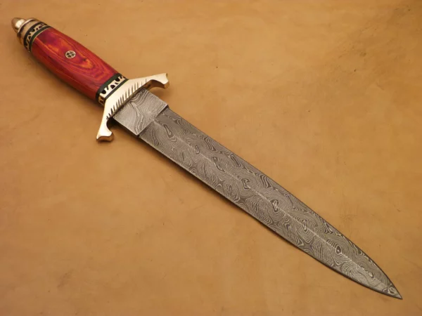 Custom Hand Made Damascus Steel Beautiful Dagger Knife with Wood Handle DK 3 3