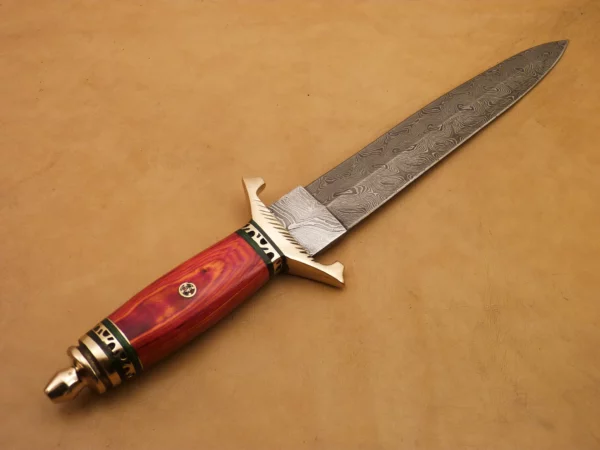 Custom Hand Made Damascus Steel Beautiful Dagger Knife with Wood Handle DK 3 4