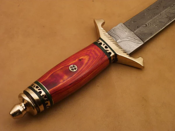 Custom Hand Made Damascus Steel Beautiful Dagger Knife with Wood Handle DK 3 5