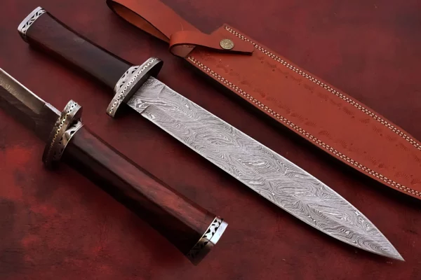 Custom Hand Made Damascus Steel Beautiful Dagger Knife with Wood Handle DK 9 1
