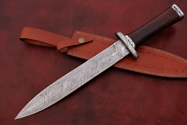 Custom Hand Made Damascus Steel Beautiful Dagger Knife with Wood Handle DK 9 3
