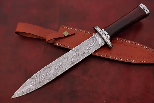 Custom Hand Made Damascus Steel Beautiful Dagger Knife with Wood Handle DK 9 4