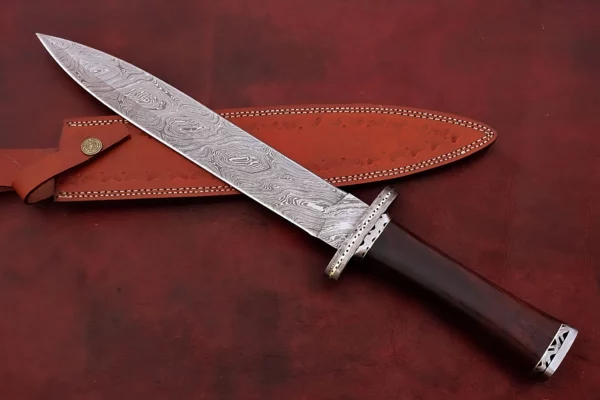 Custom Hand Made Damascus Steel Beautiful Dagger Knife with Wood Handle DK 9 5