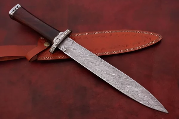 Custom Hand Made Damascus Steel Beautiful Dagger Knife with Wood Handle DK 9 6