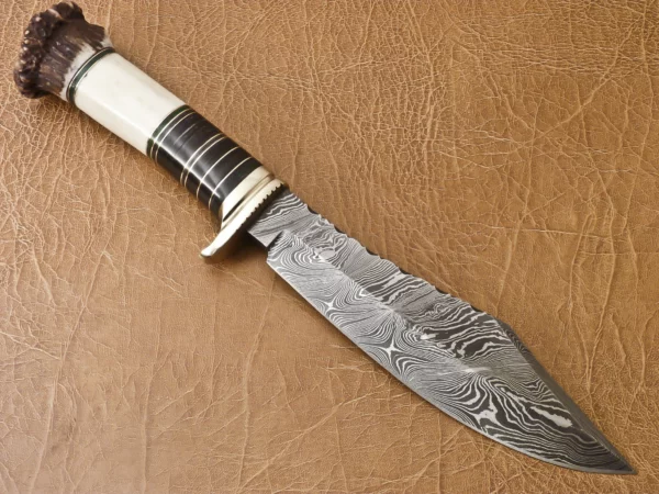 Custom Hand Made Damascus Steel Beautiful Hunting Bowie Knife BK 27 3