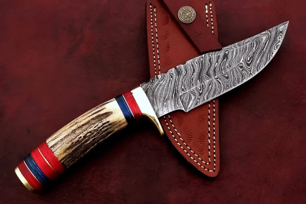 Custom Hand Made Damascus Steel Beautiful Hunting Bowie Knife BK 32 2