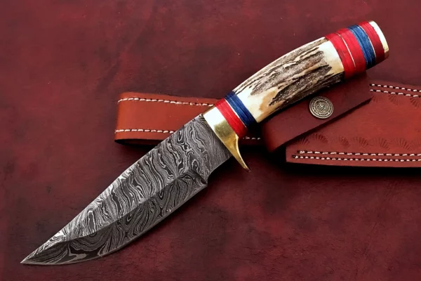 Custom Hand Made Damascus Steel Beautiful Hunting Bowie Knife BK 32 3
