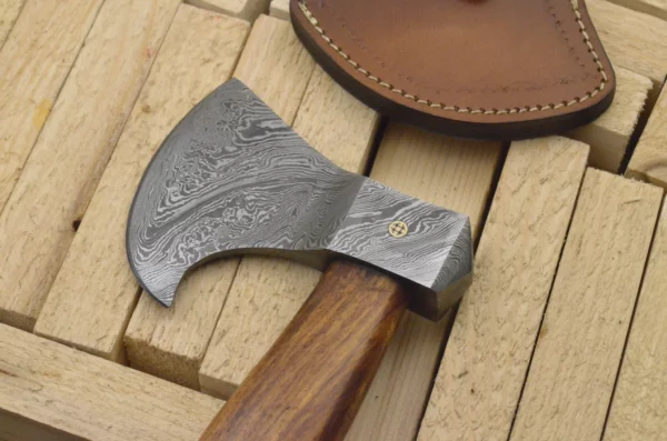 Custom Hand Made Damascus Steel Hunting Axe With Wood Handle AX 1 4