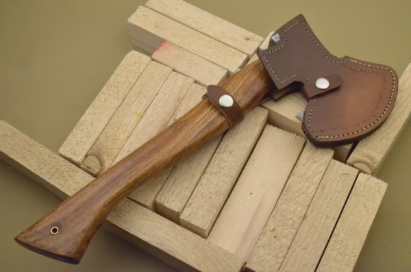 Custom Hand Made Damascus Steel Hunting Axe With Wood Handle AX 1 5