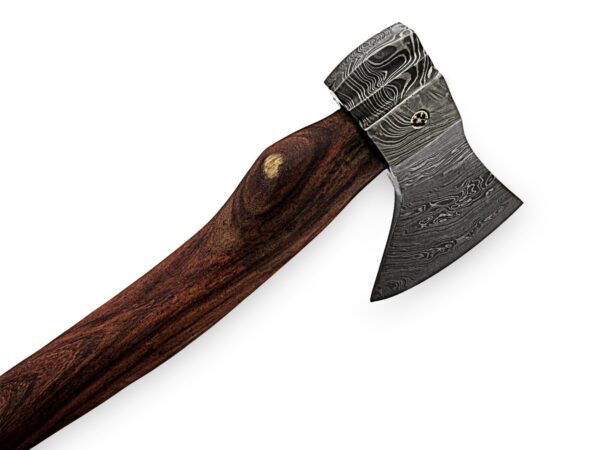 Custom Hand Made Damascus Steel Hunting Axe with Rose Wood Handle AX 10 1