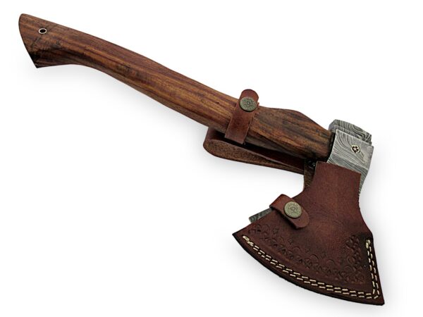 Custom Hand Made Damascus Steel Hunting Axe with Rose Wood Handle AX 10 3 1