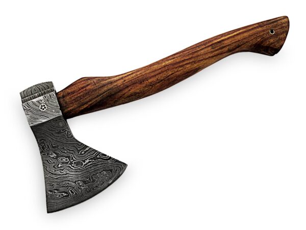 Custom Hand Made Damascus Steel Hunting Axe with Rose Wood Handle AX 10 4
