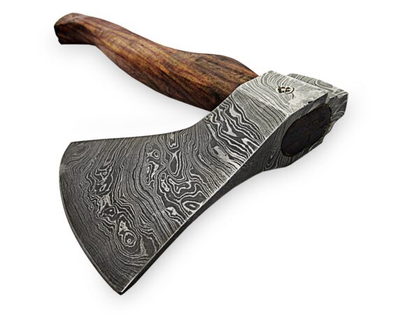 Custom Hand Made Damascus Steel Hunting Axe with Rose Wood Handle AX 10 5