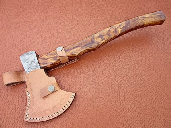 Custom Hand Made Damascus Steel Hunting Axe with Wood Handle AX 8 5