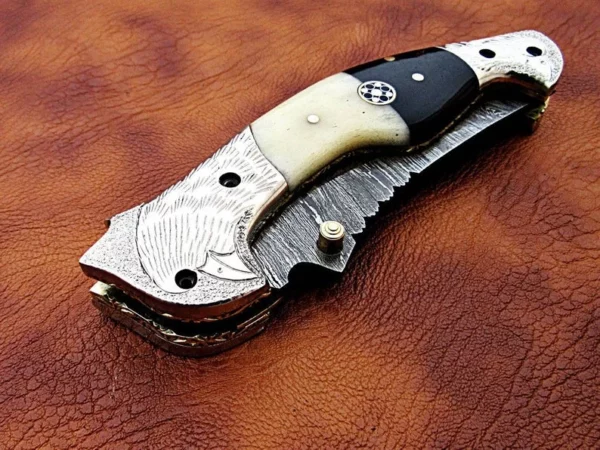 Custom Hand Made Damascus Steel Hunting Pocket Knife With Amazing Handle Fk 58 2