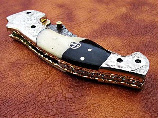 Custom Hand Made Damascus Steel Hunting Pocket Knife With Amazing Handle Fk 58 3