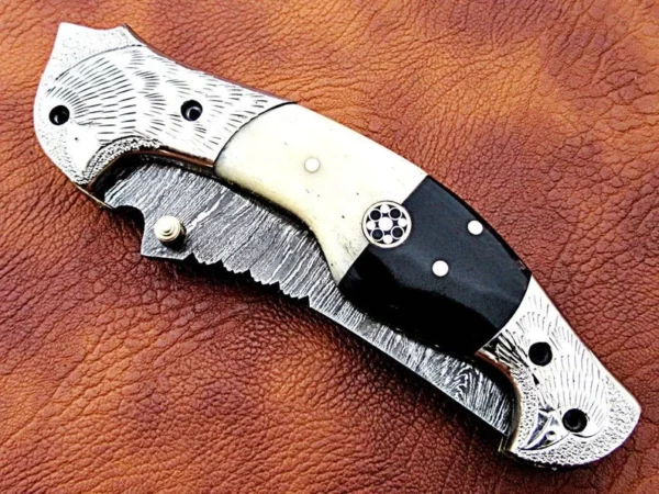 Custom Hand Made Damascus Steel Hunting Pocket Knife With Amazing Handle Fk 58 6