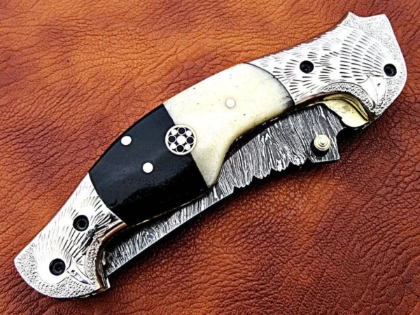 Custom Hand Made Damascus Steel Hunting Pocket Knife With Amazing Handle Fk 58 8