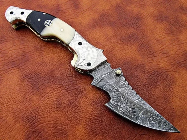 Custom Hand Made Damascus Steel Hunting Pocket Knife With Amazing Handle Fk 58 9