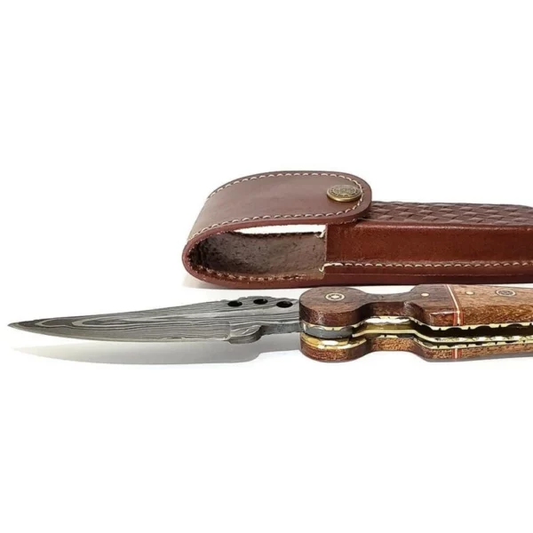 Custom Hand Made Damascus Steel Hunting Pocket Knife With Wood Handle Fk 52 3
