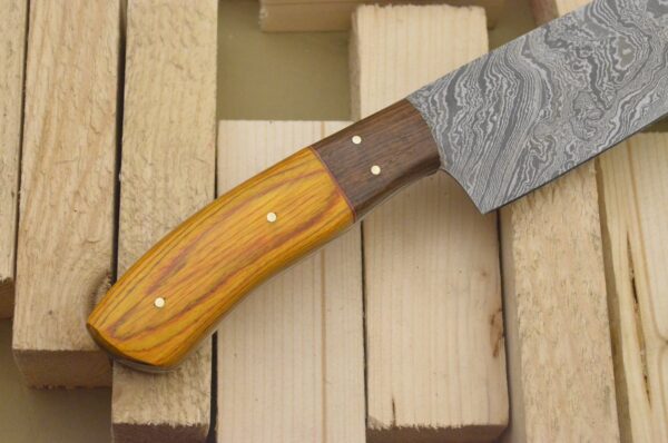 Custom Hand Made Damascus Steel Kitchen Knife with Colored Wood Handle CK 10 3