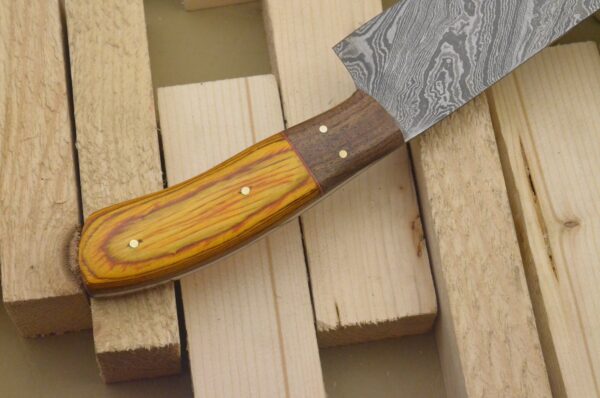Custom Hand Made Damascus Steel Kitchen Knife with Colored Wood Handle CK 10 4