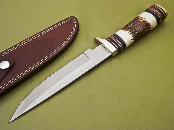 Custom Handmade Damascus D 2 Steel Hunting Knife with Camel Bone Handle HK 26 1