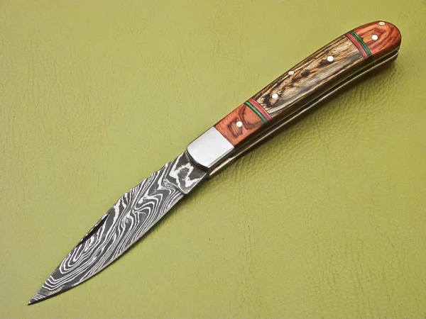 Custom Handmade Damascus Folding Knife With Amazing Wood Handle Fk 20 2