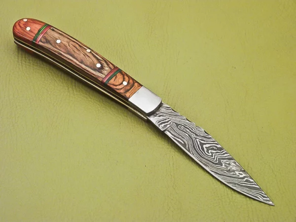 Custom Handmade Damascus Folding Knife With Amazing Wood Handle Fk 20 3
