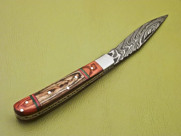 Custom Handmade Damascus Folding Knife With Amazing Wood Handle Fk 20 5