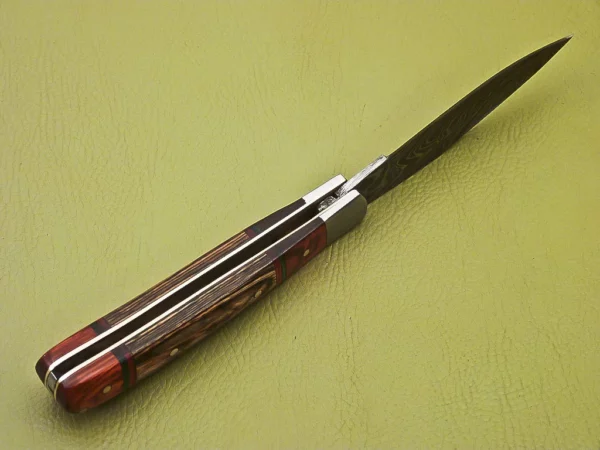Custom Handmade Damascus Folding Knife With Amazing Wood Handle Fk 20 6