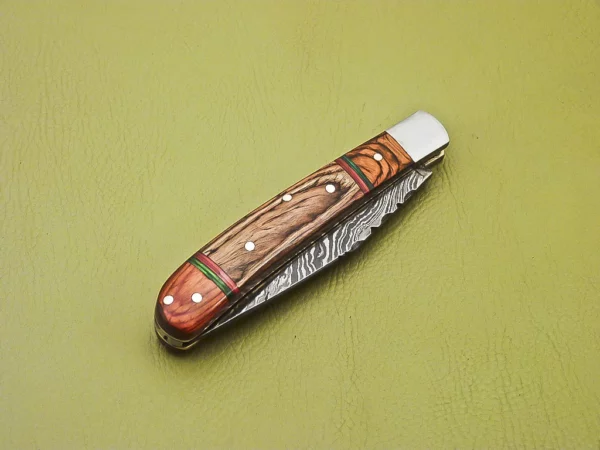Custom Handmade Damascus Folding Knife With Amazing Wood Handle Fk 20 8