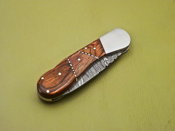 Custom Handmade Damascus Folding Knife with Pakka Wood Handle Fk 30 10
