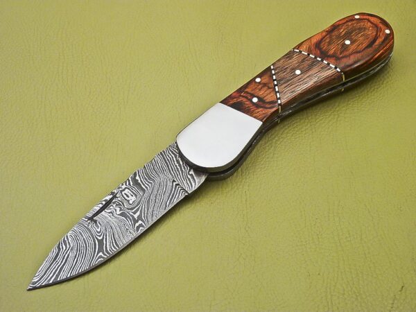 Custom Handmade Damascus Folding Knife with Pakka Wood Handle Fk 30 3