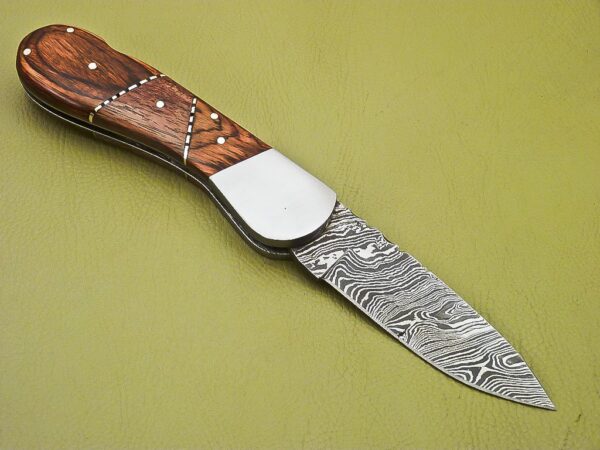 Custom Handmade Damascus Folding Knife with Pakka Wood Handle Fk 30 4