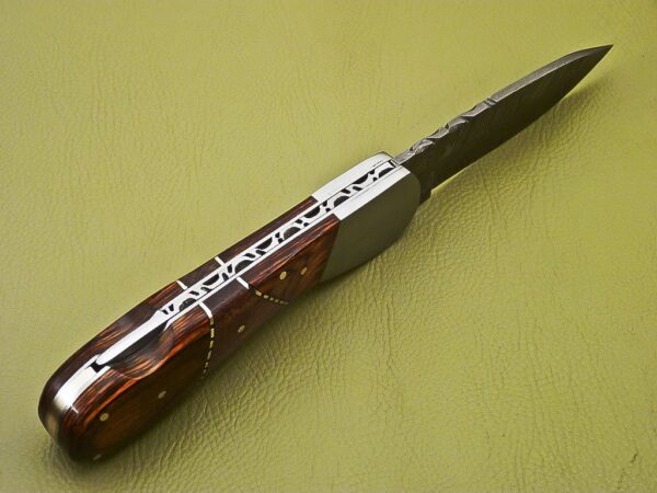Custom Handmade Damascus Folding Knife with Pakka Wood Handle Fk 30 5