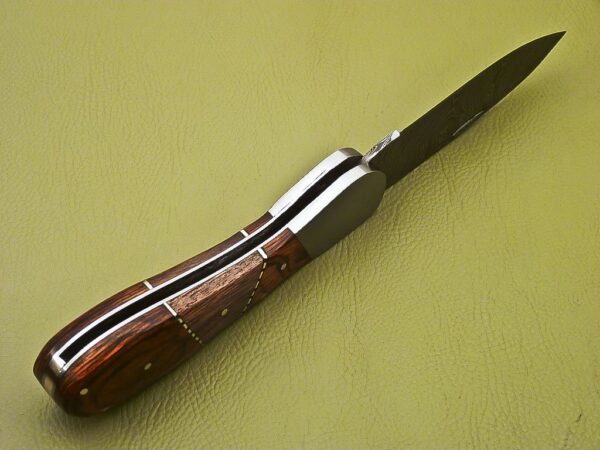 Custom Handmade Damascus Folding Knife with Pakka Wood Handle Fk 30 7