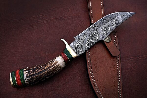 Custom Handmade Damascus Steel Amazing Bowie Knife with Beautiful Stag Horn Handle BK 15 7
