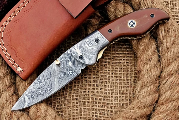 Custom Handmade Damascus Steel Amazing Folding Knife with Beautiful Bull Horn Handle Fk 75 2